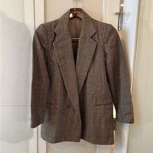 Trendy Fall Wool Blazer Plaid Jacket